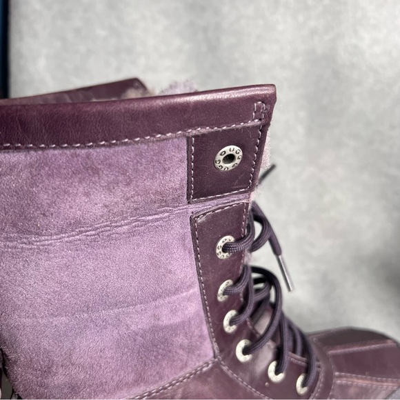 UGG Adirondack ll Leather Waterproof Vibram Winter Boots Womens 9 Purple Black - Picture 12 of 16